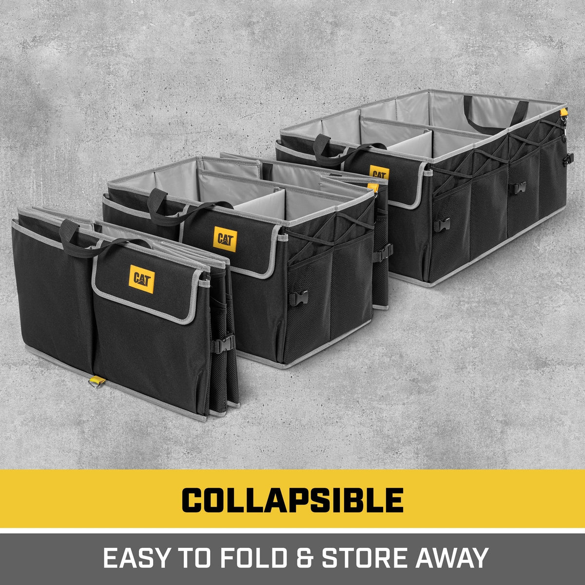 CAT FlexTrunk Trunk/Cargo Organizer and Storage, Collapsible & Adjustable Multi-Compartments (17" x 23" x 11")