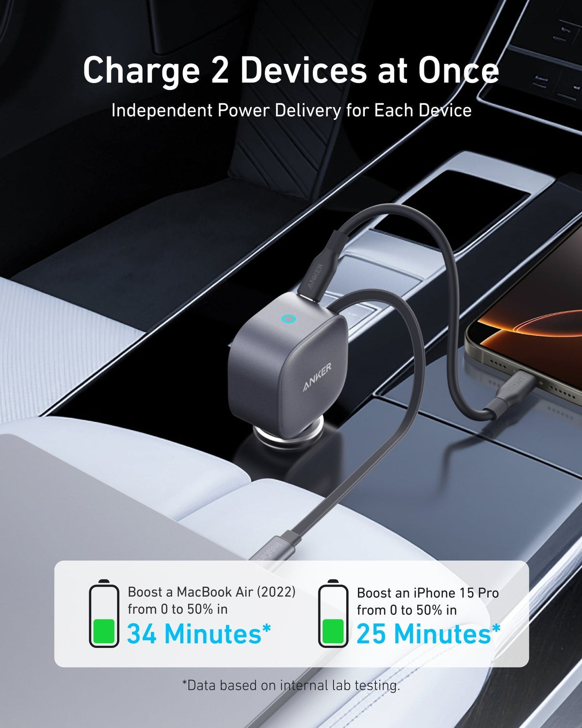 Anker Nano 75W Car Charger with Retractable USB-C Cable - image 3