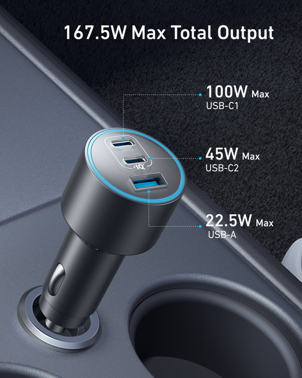 Anker Nano Car Charger 167.5W 3-Port Fast Charger - image 2