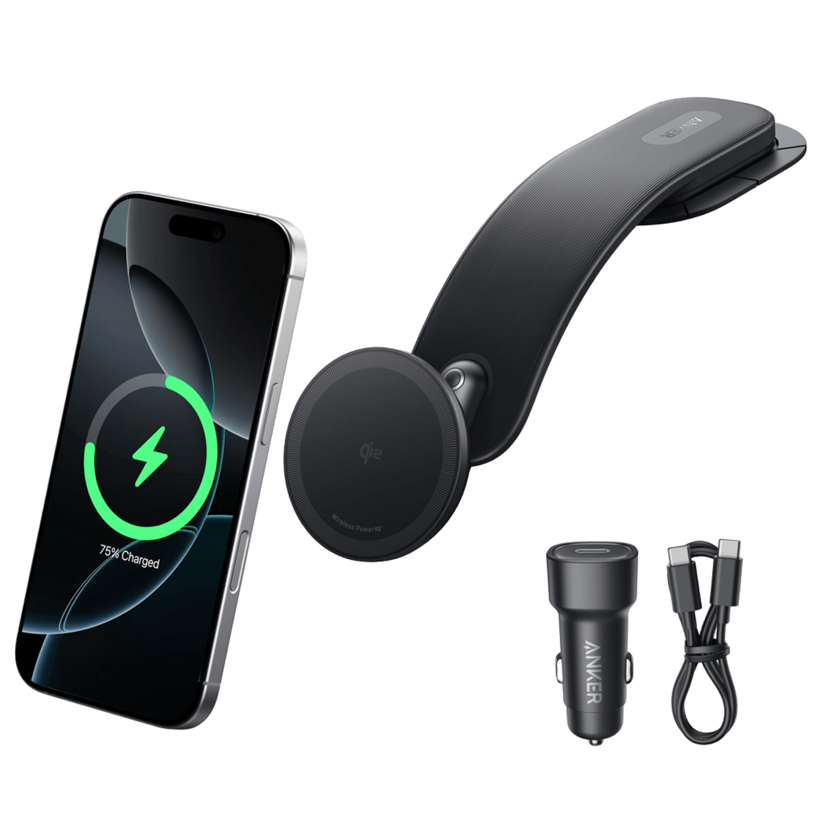 Anker Nano Qi2 15W Wireless Car Charger with Detachable Pad