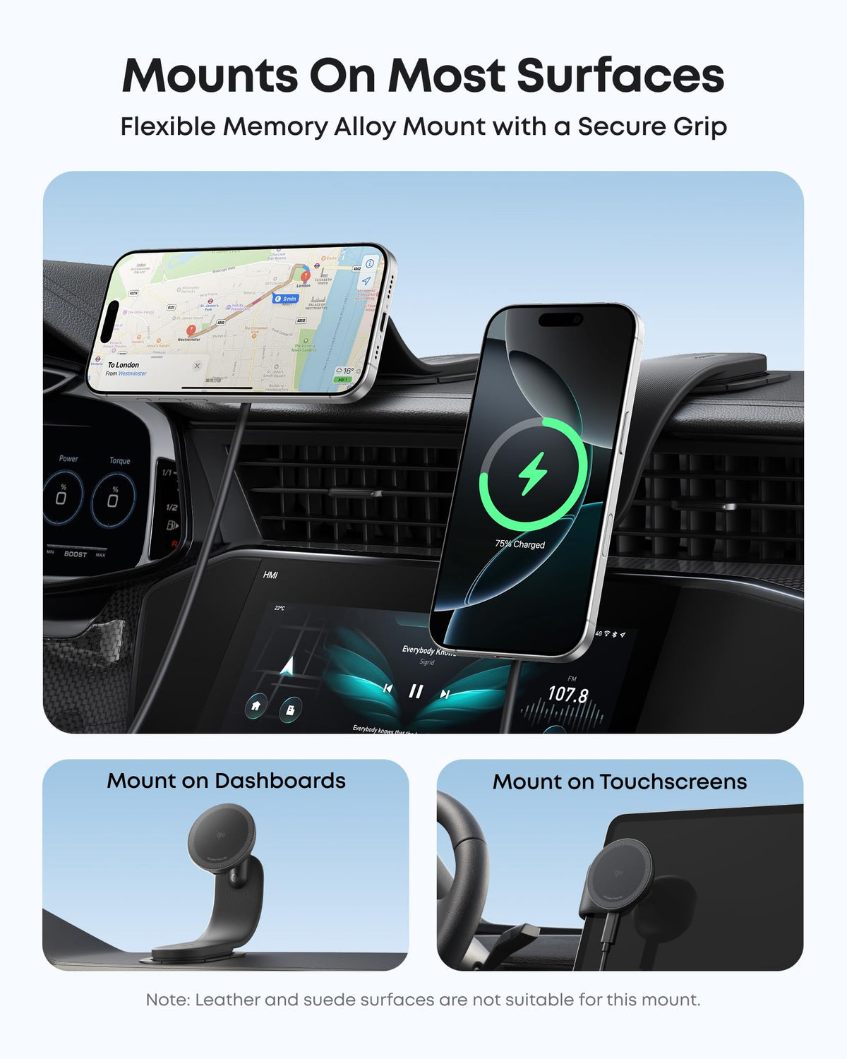 Anker Nano Qi2 15W Wireless Car Charger with Detachable Pad - image 3