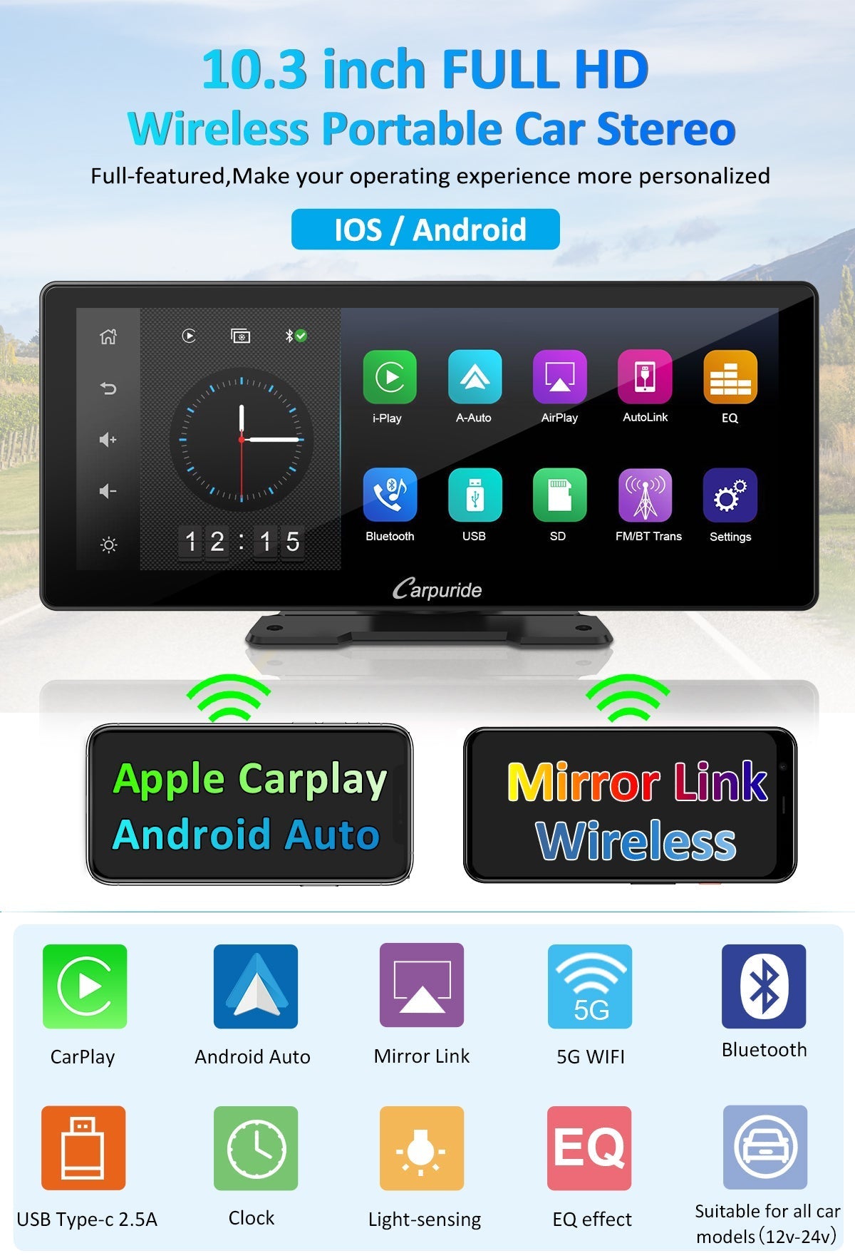 CARPURIDE W708 Pro 7in Smart Multimedia Dashboard Display - image 5