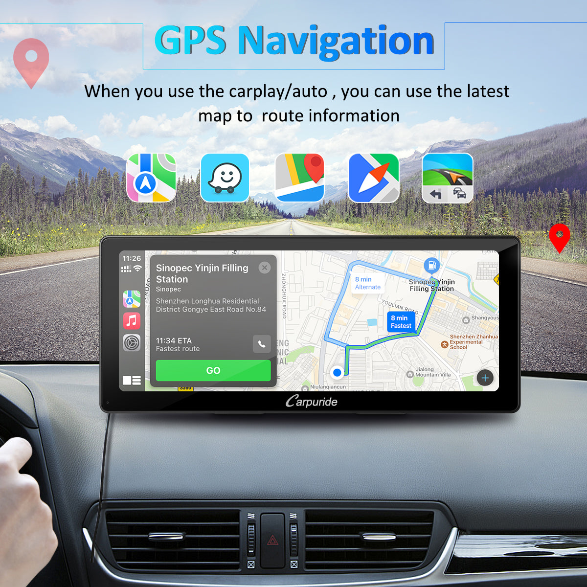 CARPURIDE W103 Pro 10.3in Smart Car Display with Backup Camera - image 2