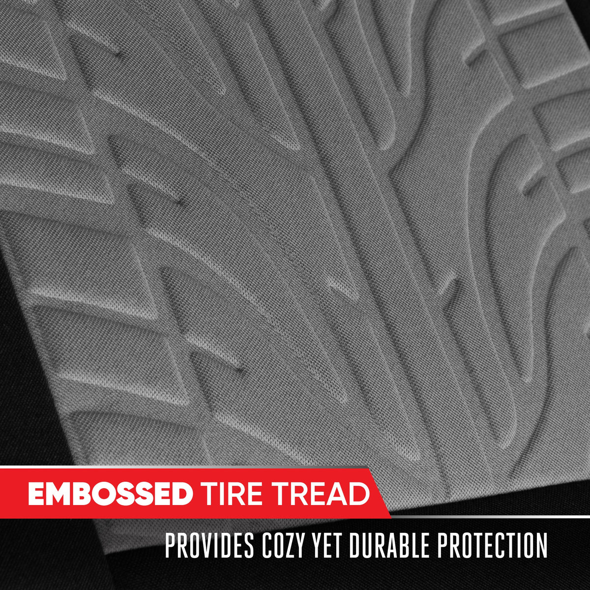 MotorTrend GrandPrix Tire Embossed Front Seat Covers and Rear Seat Covers - Gray