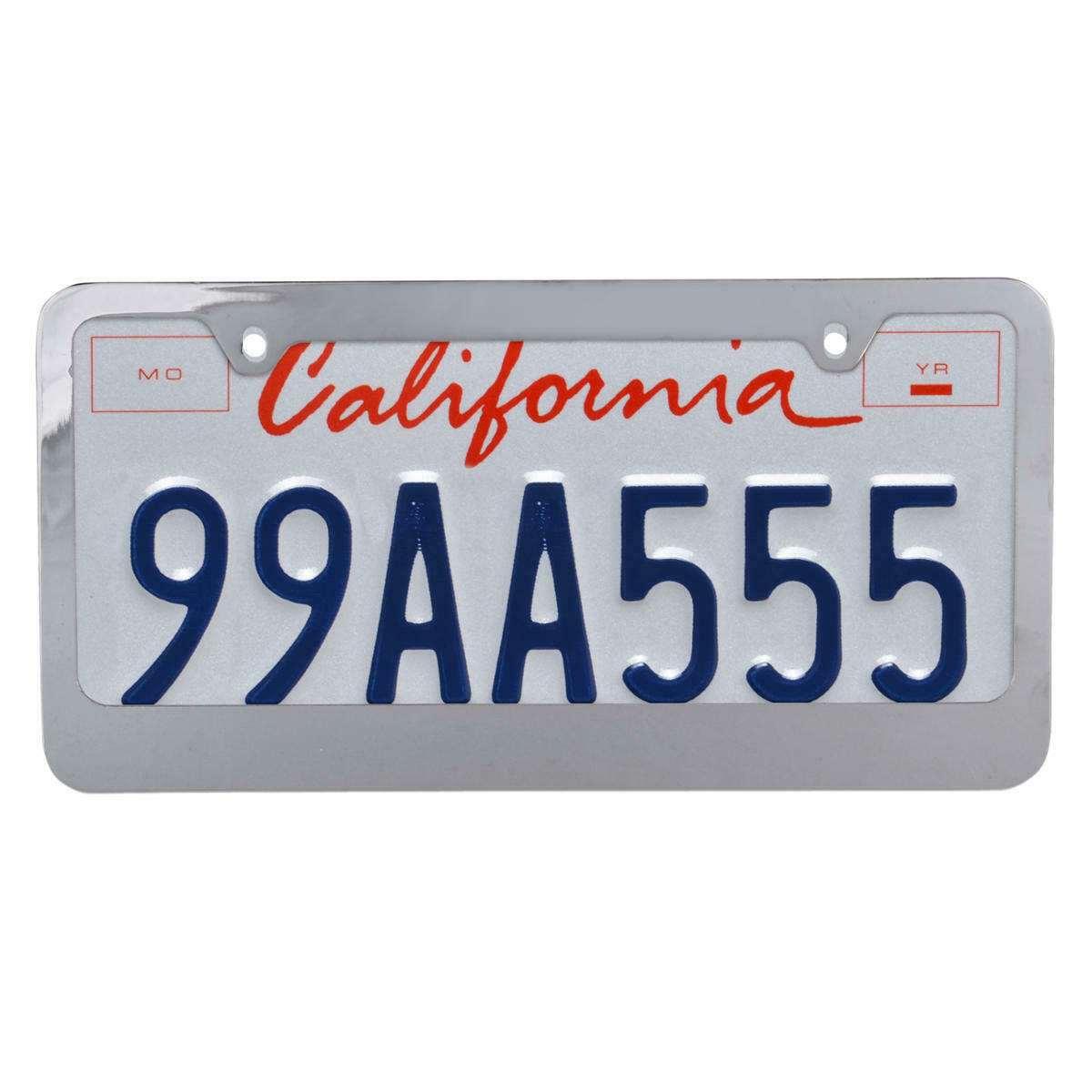 Chrome Plated Rust-Proof Die-Cast Stainless Metal License Plate Frame/Holder Universal Size - Blank Metal Design (Pack of 2)