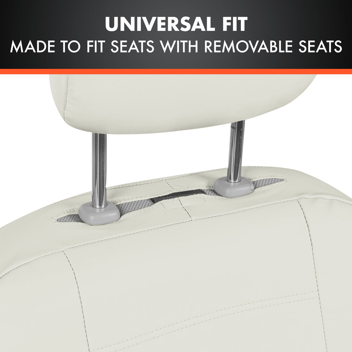 BDK 9-Piece White Leather Car Seat Cover Full Set, Front Seat Cover and Rear Bench Seat Cover, Universal Fit Car Seat Covers for Cars Trucks SUVs Vans, Complete Full Coverage Protection For Vehicles