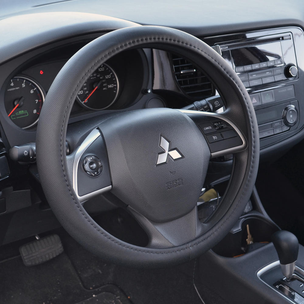 BDK Sporty Faux Leather Soft Grip Steering Wheel Cover (Fits 14.5" - 15.5")