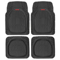 MotorTrend 4-Piece FlexTough Tortoise Front Floor Mats and Rear Floor Mats - Black