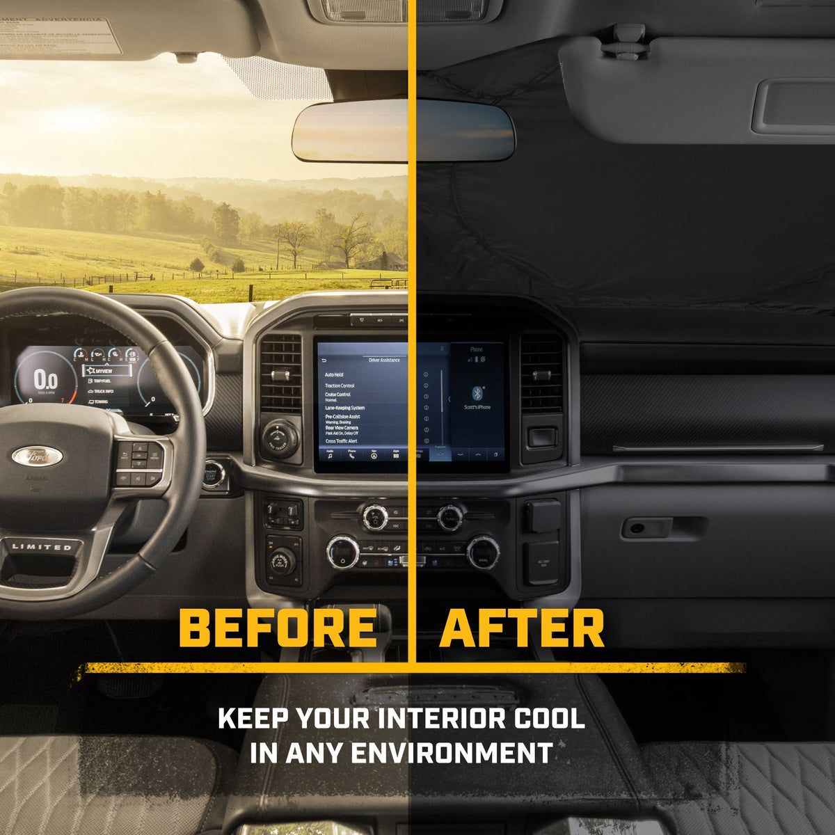 CAT Tread Marks Pop-Up Front Windshield Sunshade XL (64" x 32")