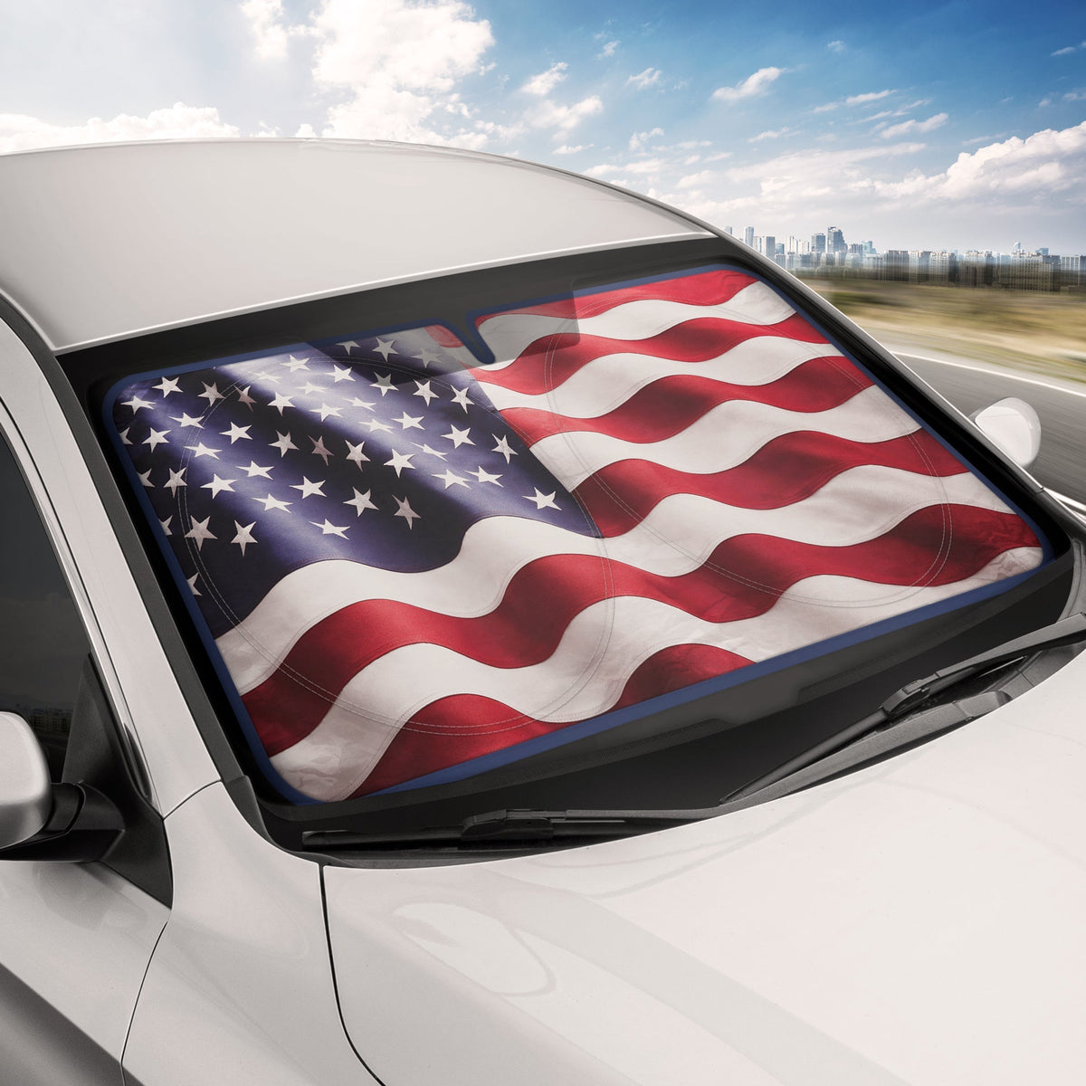 MotorTrend American US Flag Front Windshield Sunshade (Large 69" x 35")