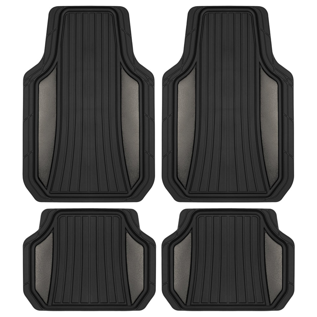 MotorTrend 4-Piece Shield Two-Tone Gloss Front Floor Mats and Rear Floor Mats - Heavy Duty, All Weather, Trim to Fit
