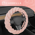 Carbella Twisted Plush Fur Steering Wheel Cover (Fits 14.5" - 15.5") - Pink