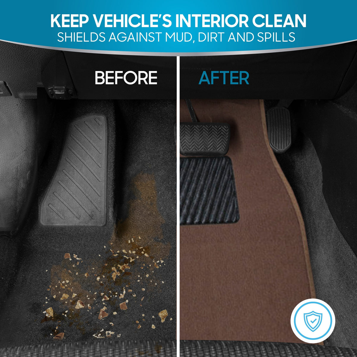 BDK 4-Piece Premium Carpet Non-Slip Heel Pad Front Floor Mats and Rear Floor Mats