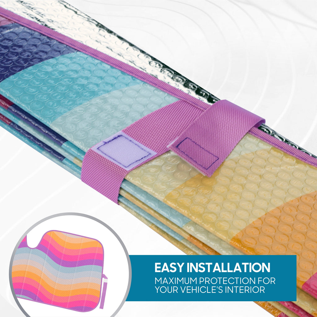 BDK Retro Wave Automotive Windshield Sunshades Accordion Folding Style - Windshield Sun Shade Auto Shade for Cars Trucks SUVs Vans Sun Visor Protector to Block UV Rays – Keeps Vehicle Cool 58” x 27”