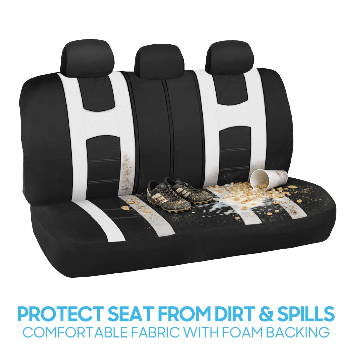 BDK 9-Piece Rome Sport Front Seat Covers and Rear Seat Covers - Black/White