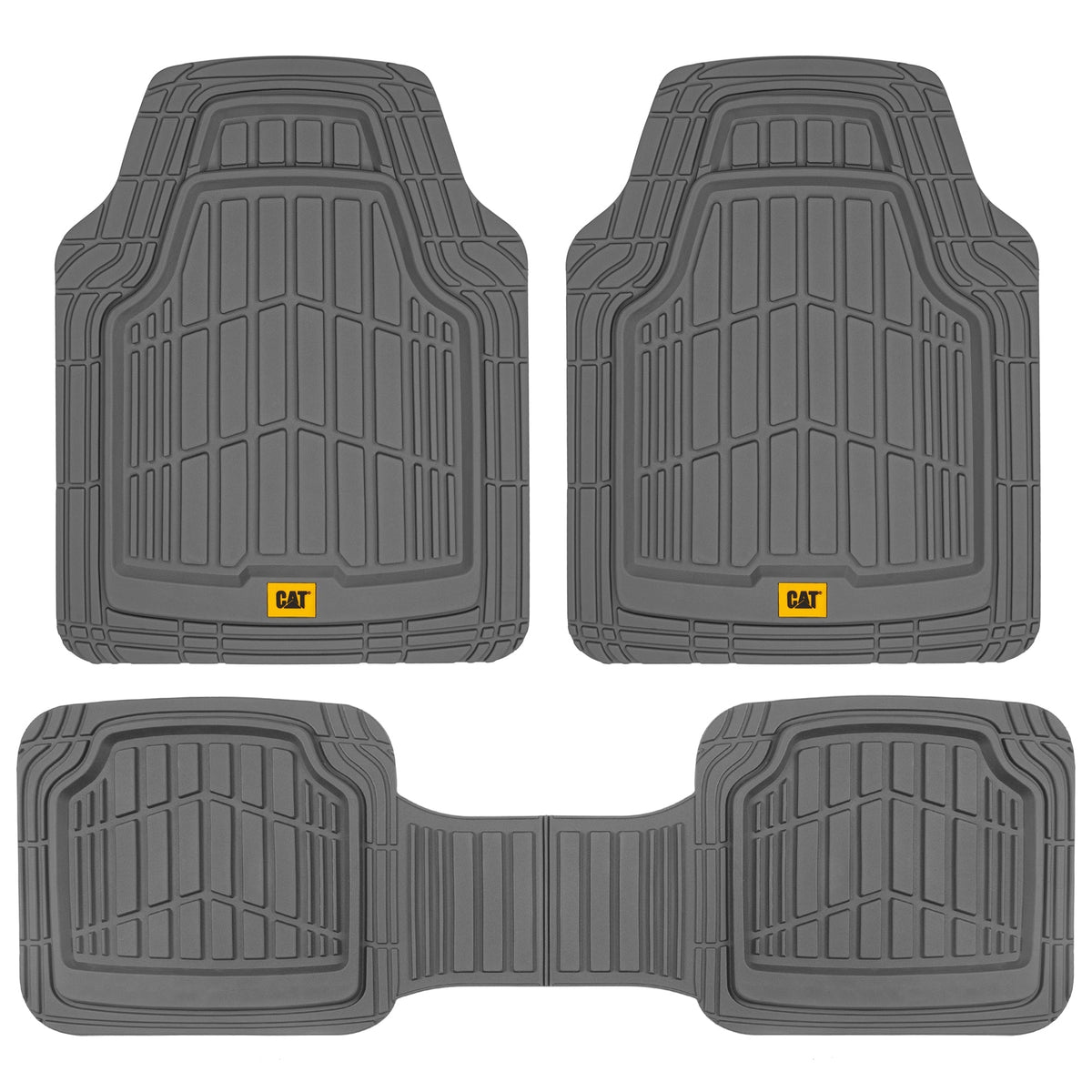 CAT 3-Piece ToughRide Rubber Front Floor Mats and Rear Floor Mats - Heavy Duty, All Weather, Trim to Fit