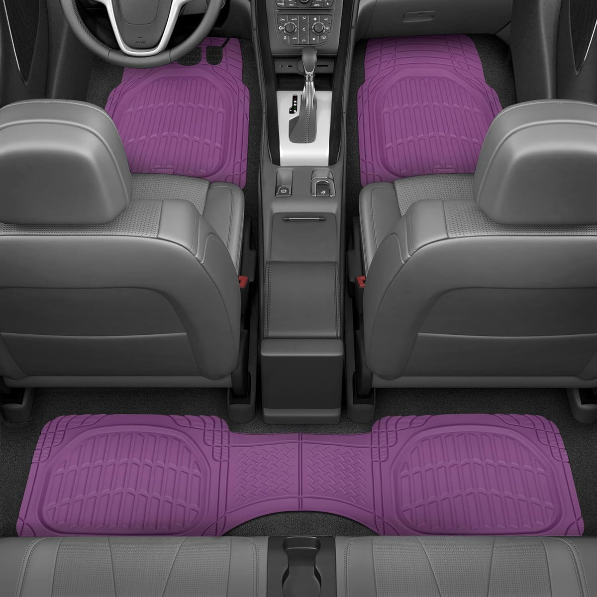 Car Floor Mats - FlexTough Deep Dish Rubber All Weather Protection for Cars SUV Trucks Beige Automotive Accessories