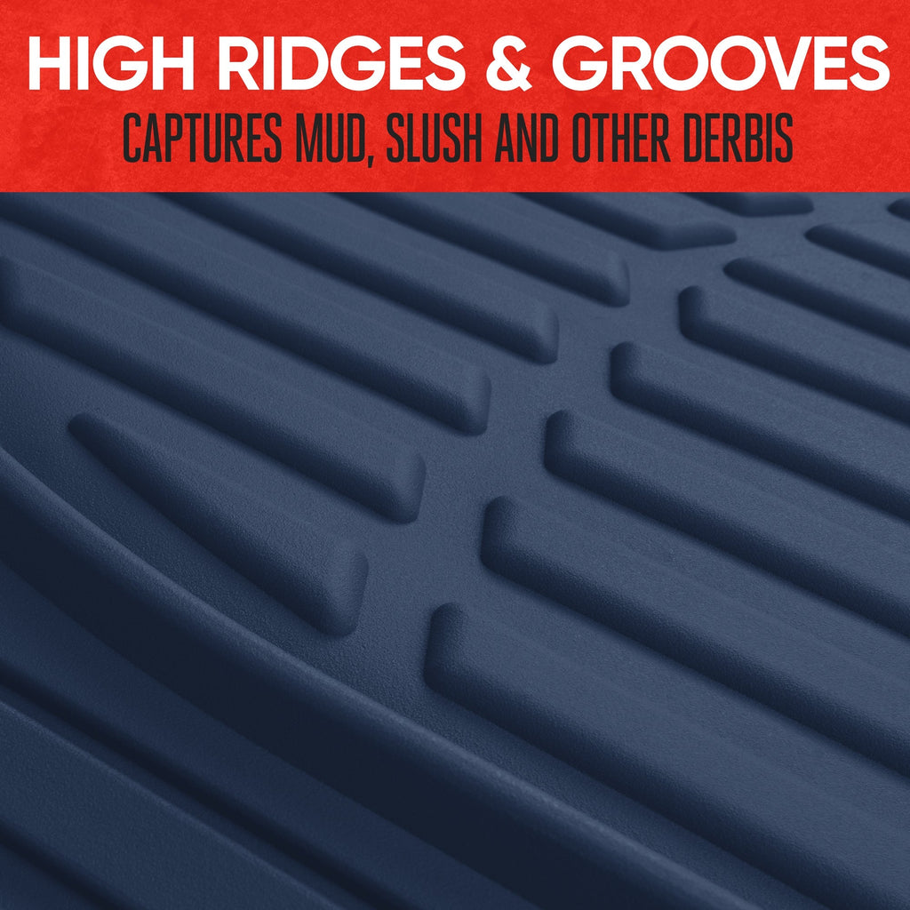 MotorTrend 3-Piece FlexTough Deep Dish Front Floor Mats and Rear Floor Mat - Heavy Duty, All Weather, Trim to Fit