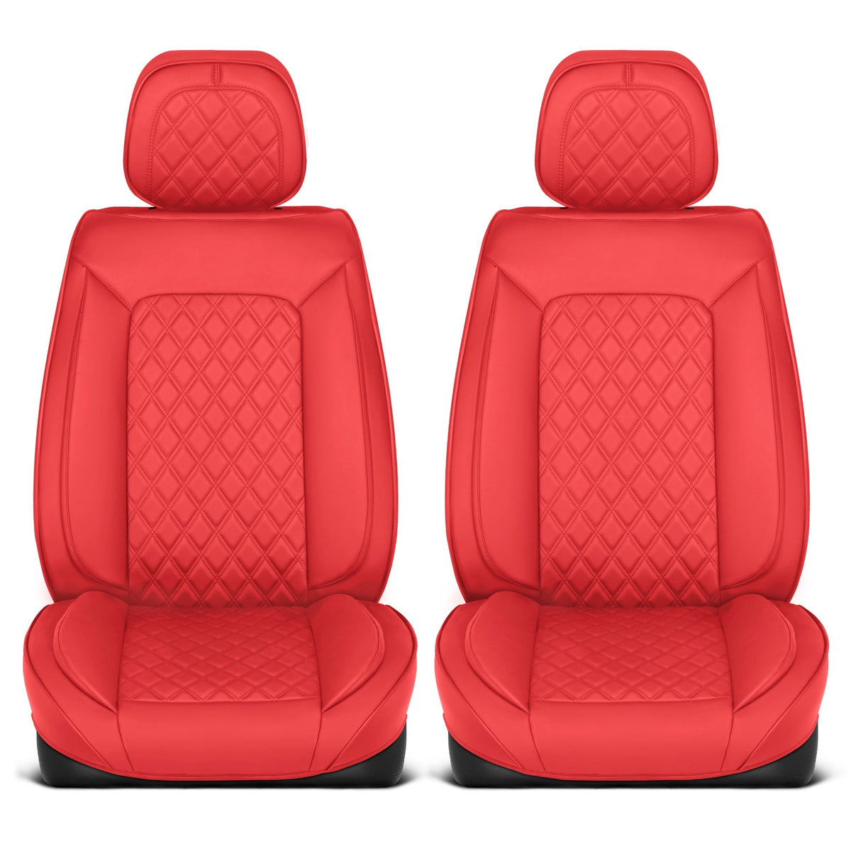 MotorBox Elite Edition Faux Leather Seat Covers for Cars, Trucks, & SUV - 2 Red Car Seat Covers for Front Seats - Universal Fit Car Accessories Automotive Interior Cover Protector for Most Vehicles