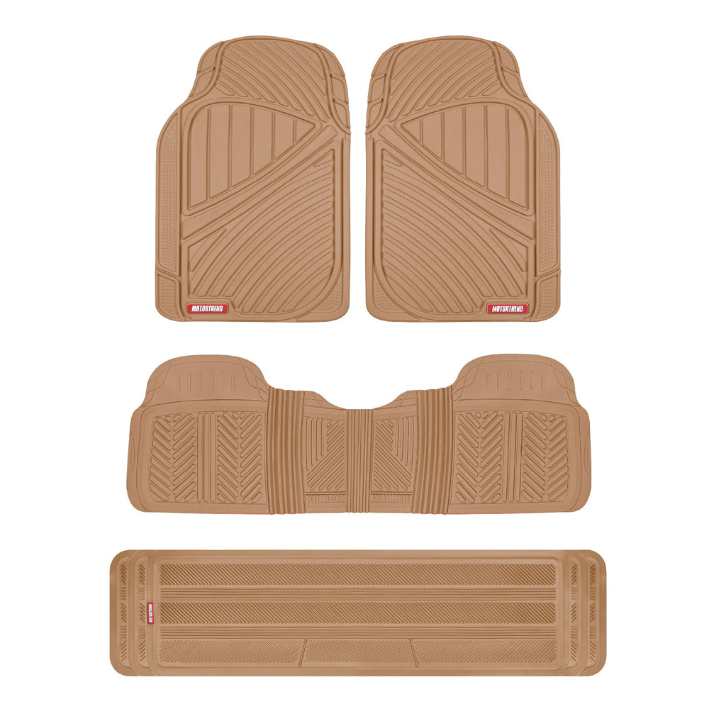 MotorTrend 4-Piece 3-Rows Extra-High Ridgeline Front Floor Mats, Middle Floor Mat, and Rear Floor Mat