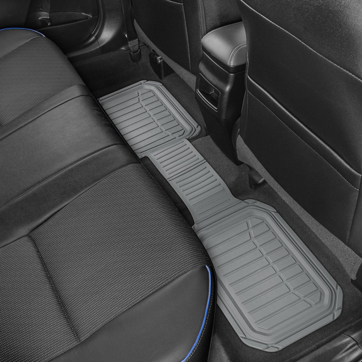 MotorTrend 3-Piece FlexTough Defender Front Floor Mats and Rear Floor Mat - Heavy Duty, All Weather, Trim to Fit