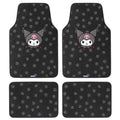 Kuromi Carpet Car Floor Mats - Universal Fit for Cars, SUVs & Trucks - Black with Kuromi Print & Purple, Pink Accents - Front & Rear Set, 4 Piece