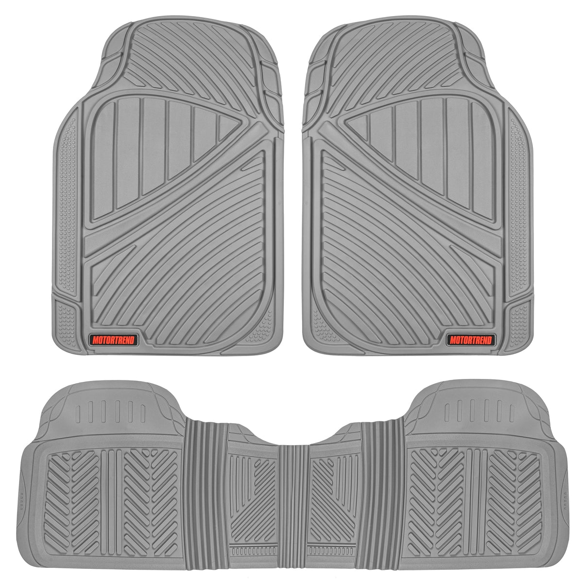 MotorTrend 3-Piece FlexTough Performance Deep Channel Front Floor Mats and Rear Floor Mat - Heavy Duty, All Weather, Trim to Fit
