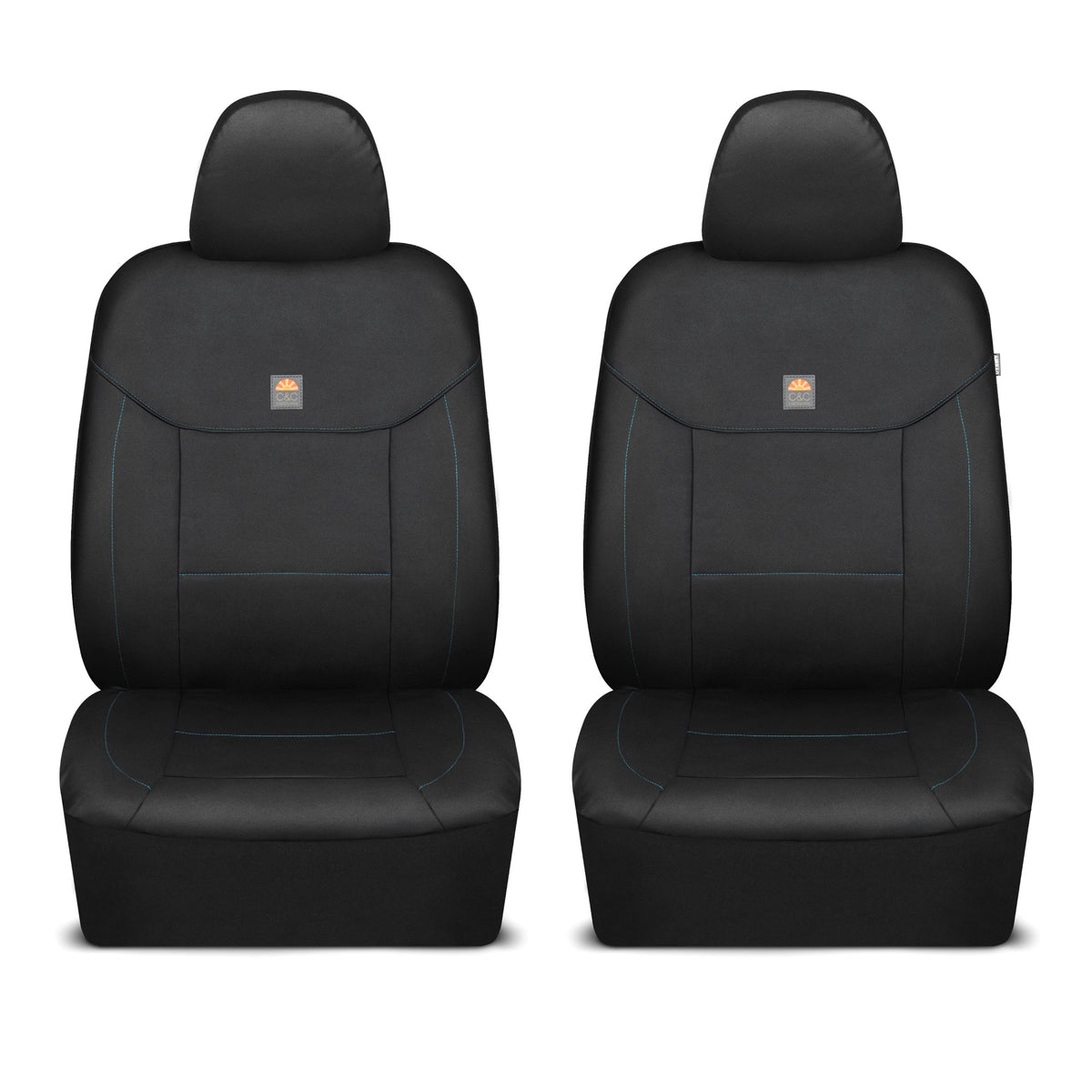 C&C Napa Leatherette 2 Front Seat Covers - Faux Leather Car Seat Protectors for Cars & Trucks - UV-Resistant, Easy to Clean, Semi-Universal Fit - Stylish Coastal Design for Summer Car Interior Upgrade