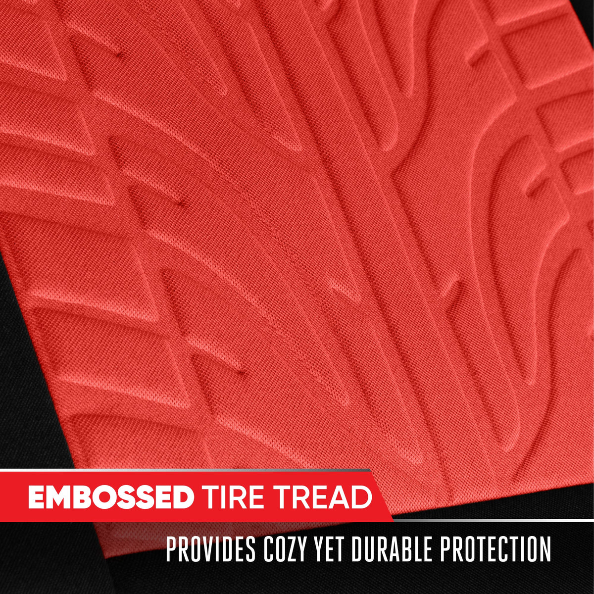 Motor Trend GrandPrix Seat Covers for Cars, 2-Pack Black & Red Tire Tread Embossed Car Seat Covers for Front Seats, Automotive Interior Covers for Car Truck Van SUV