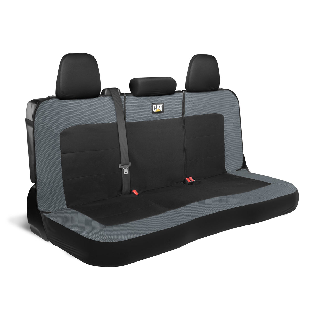 Cat Flexfit Charcoal & Black Rear Seat Cover for Car - Durable Canvas & Mesh Design 60/40 Split Bench Protector for Cars, Trucks & SUVs - Back Seat Cover for Rear Bench - Interior Car Accessory