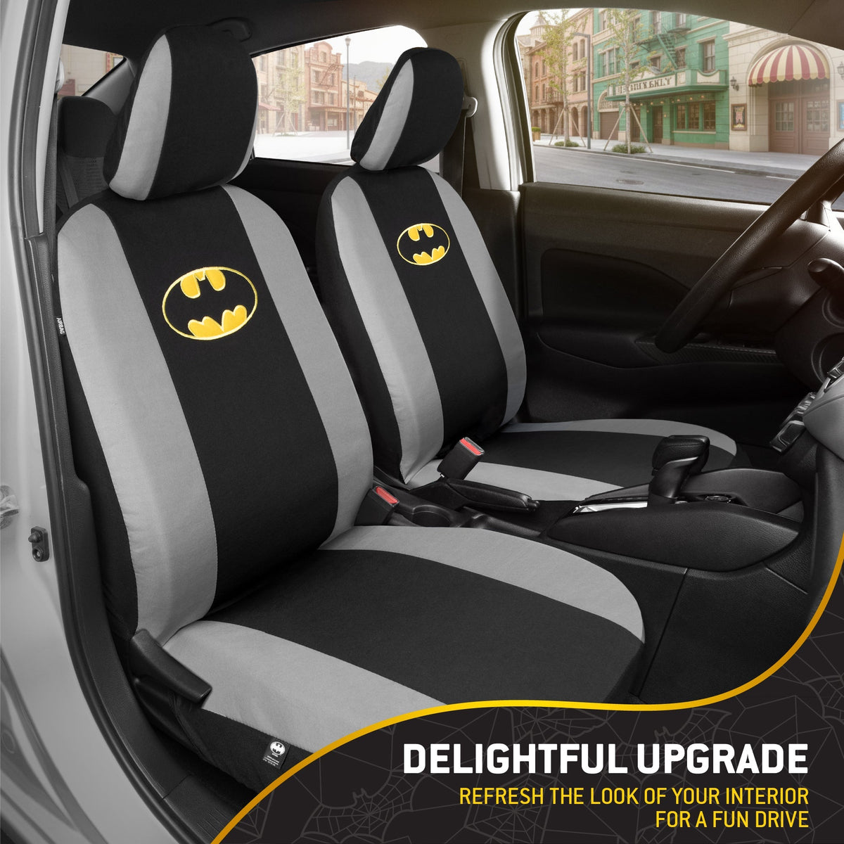 Warner Bros DC Comics 9-Piece Batman Dark Knight Logo Front Seat Covers and Rear Seat Covers
