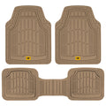 CAT 3-Piece ToughRide Rubber Front Floor Mats and Rear Floor Mats - Heavy Duty, All Weather, Trim to Fit - Beige