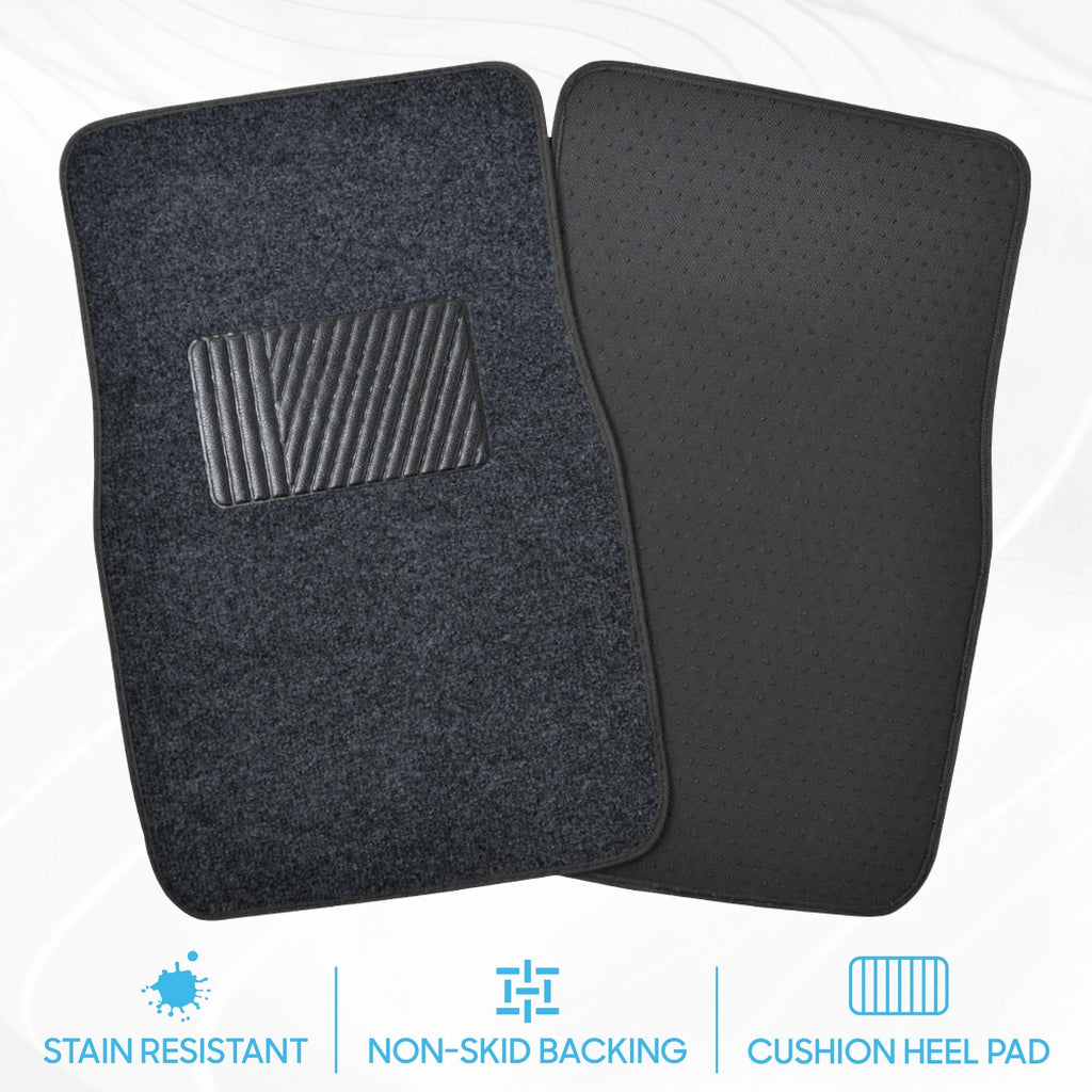 BDK 4-Piece Premium Carpet Non-Slip Heel Pad Front Floor Mats and Rear Floor Mats