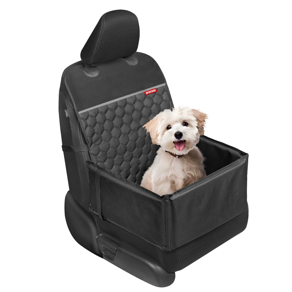 Motor Trend Dog Car Seat - 2 in 1 Waterproof Foldable Bucket Style Truck Dog Booster for Medium Size and Small Dogs – Pet Car Protector & Pet Anxiety Seat - Universal Fit for Cars, Trucks, & SUV