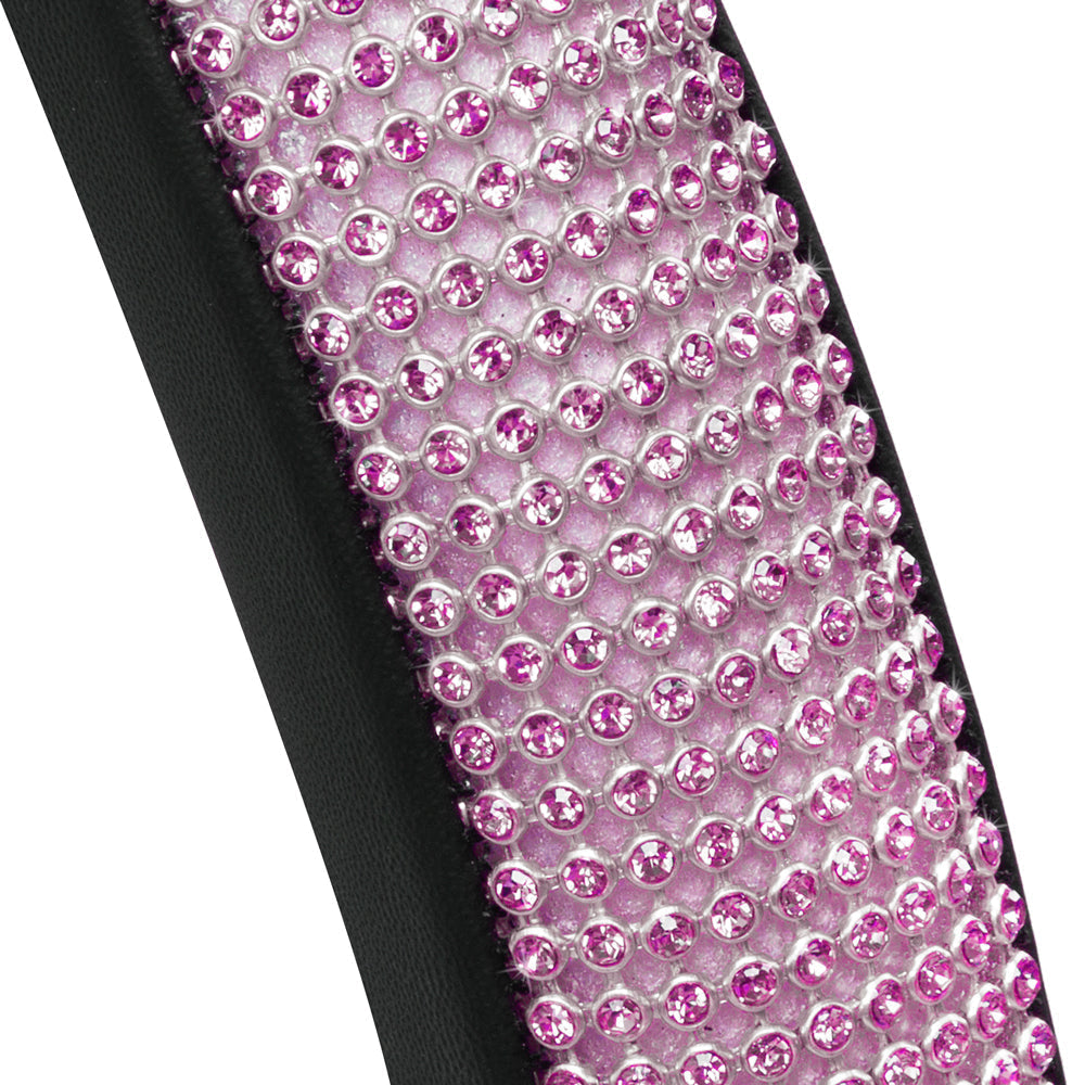 Carbella Bling Rhinestones Leatherette Steering Wheel Cover (Fits 14.5" - 15.5")