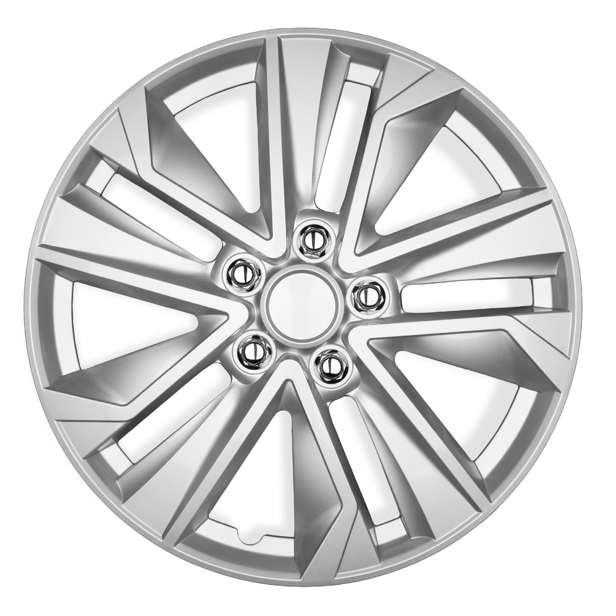 BDK 16 Inch Hubcaps Set of 4 – OEM Replacement Snap-On Wheel Rim Covers - Universal Fit Car Wheel Cover for Cars, Trucks, SUV, Vans Durable ABS Silver 10-Spoke Hub-Cap Car Accessories Exterior