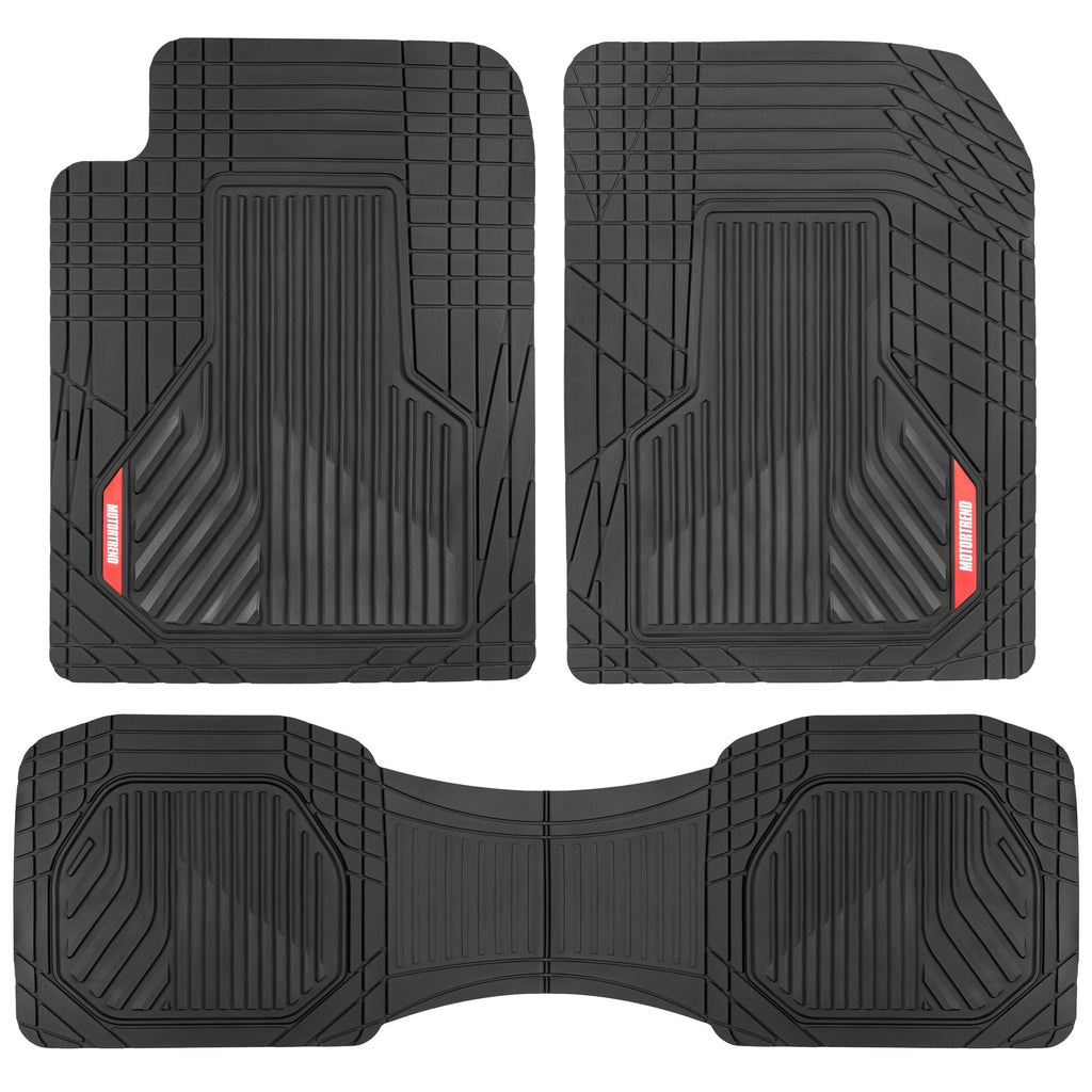 MotorTrend 3-Piece Raised Ridge Multi-Channel Front Floor Mats and Rear Floor Mat - Heavy Duty, All Weather, Trim to Fit