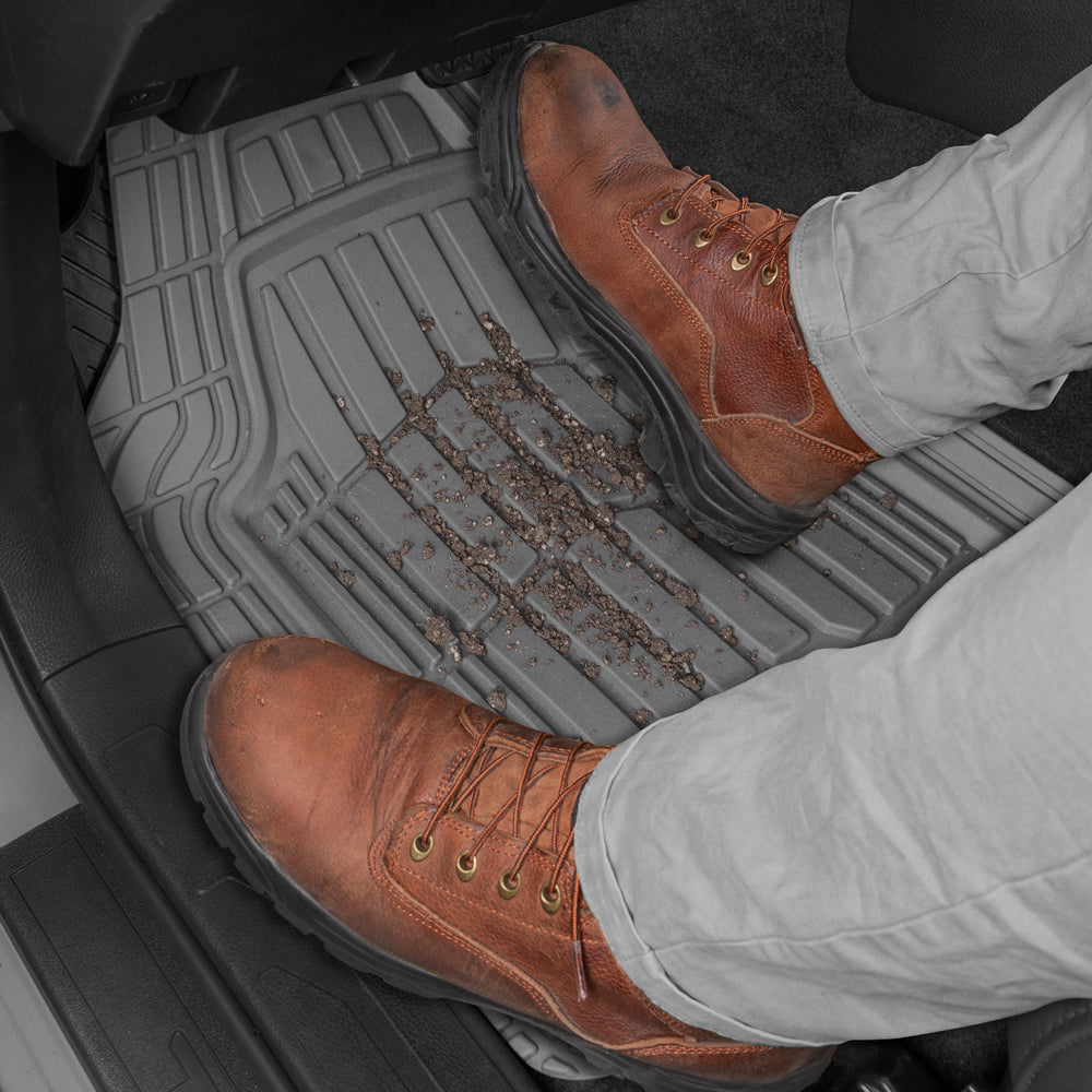 CAT 4-Piece ToughRide Rubber Front Floor Mats and Rear Floor Mats - Heavy Duty, All Weather, Trim to Fit