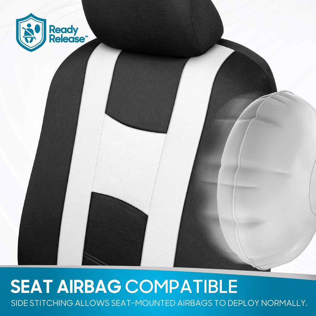 BDK 9-Piece Rome Sport Front Seat Covers and Rear Seat Covers - Black/White