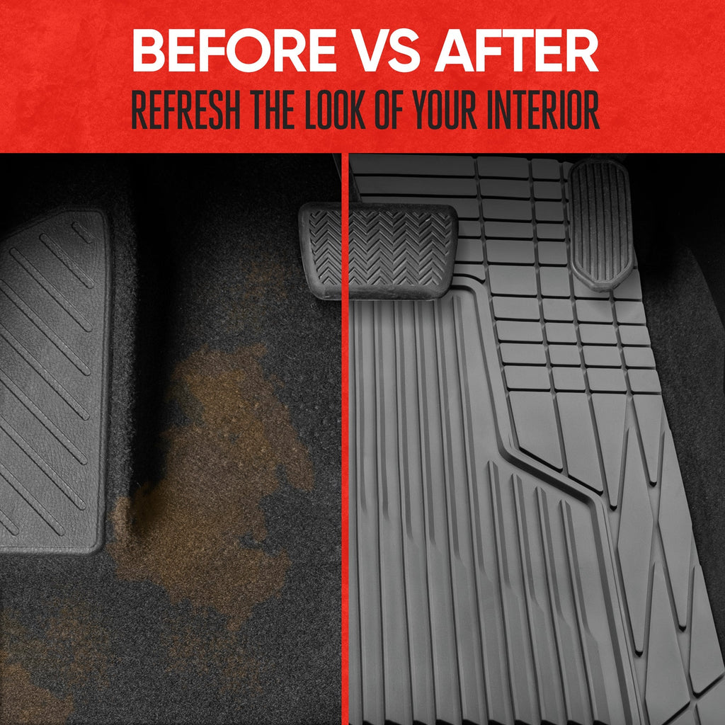 MotorTrend 3-Piece Raised Ridge Multi-Channel Front Floor Mats and Rear Floor Mat - Heavy Duty, All Weather, Trim to Fit
