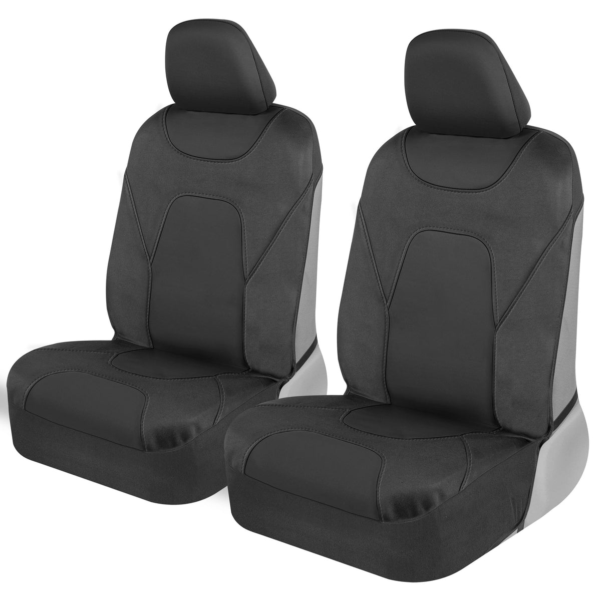 MotorTrend 2-Pack AquaShield Water-Proof Two-Tone Neoprene Front Seat Covers - Black/Black