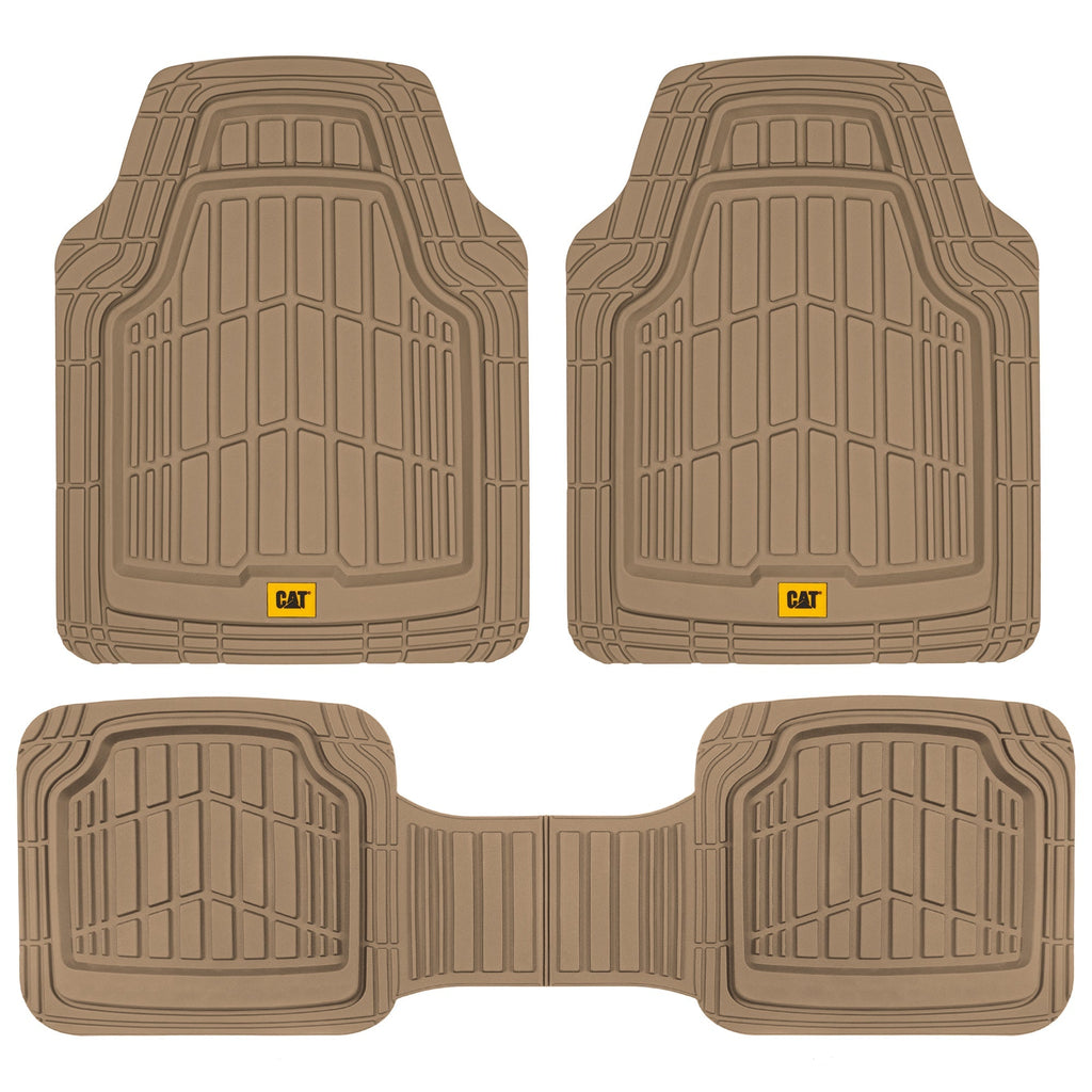 CAT 3-Piece ToughRide Rubber Front Floor Mats and Rear Floor Mats - Heavy Duty, All Weather, Trim to Fit