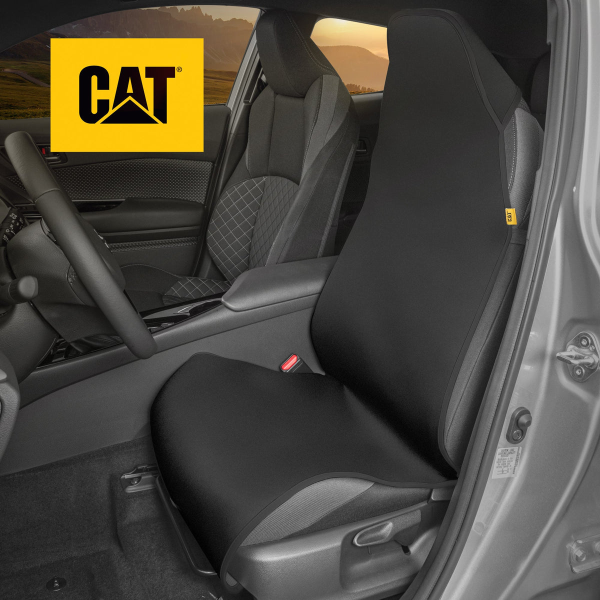 CAT Water-Proof Easy Slip-On Neoprene Front Seat Cover - Black