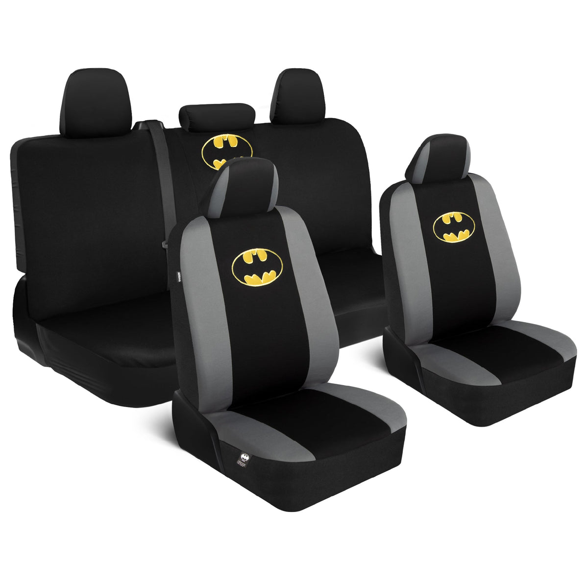 Warner Bros DC Comics 9-Piece Batman Dark Knight Logo Front Seat Covers and Rear Seat Covers