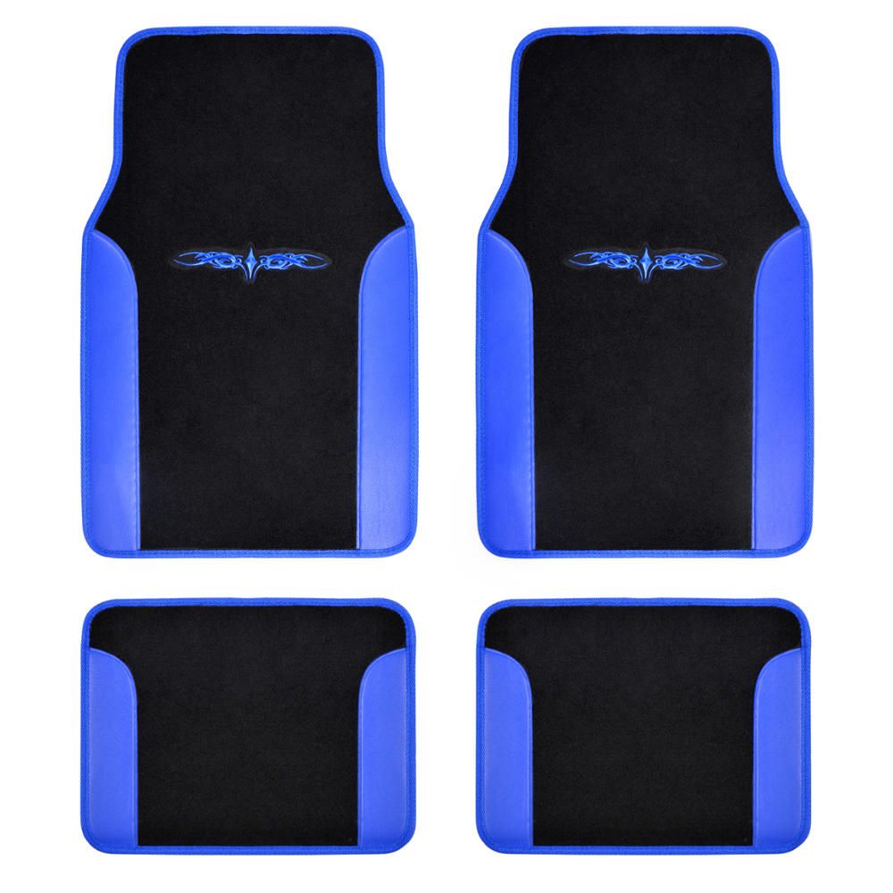 BDK 4-Piece Design Print Carpet Front Floor Mats and Rear Floor Mats