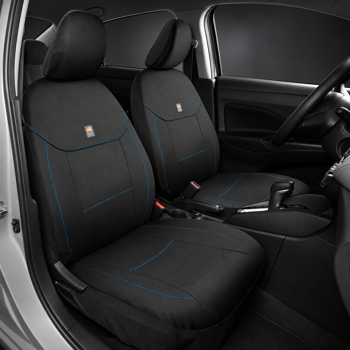 C&C Napa Leatherette Front Seat Covers, 2-Pack – Semi-Universal | DriveCore — charcoal presentation