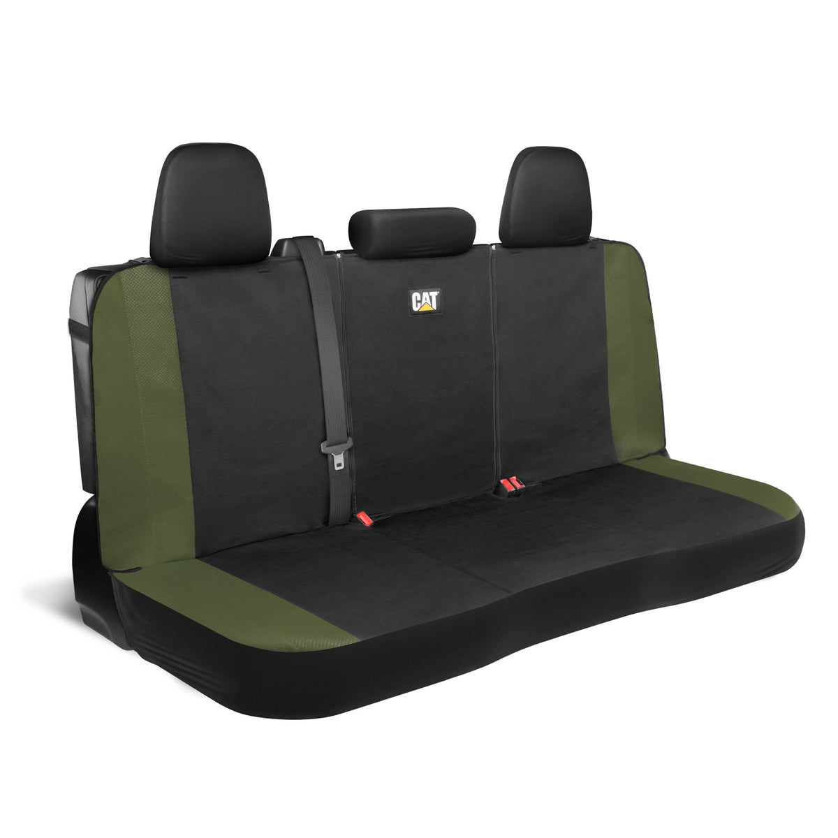 Cat Flexfit Green Rear Seat Cover for Car – Durable Canvas & Mesh Design 60/40 Split Bench Protector for Cars, Trucks & SUVs – Back Seat Cover for Rear Bench – Interior Car Accessory