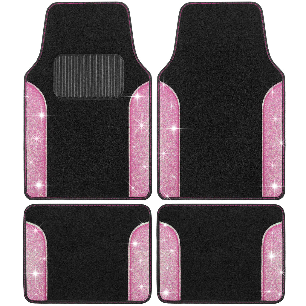 Carbella 4-Piece Sparkle Glitter Front Floor Mats and Rear Floor Mats