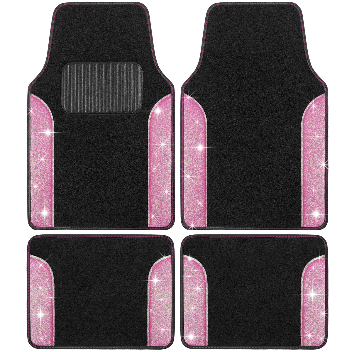 Carbella 4-Piece Sparkle Glitter Front Floor Mats and Rear Floor Mats