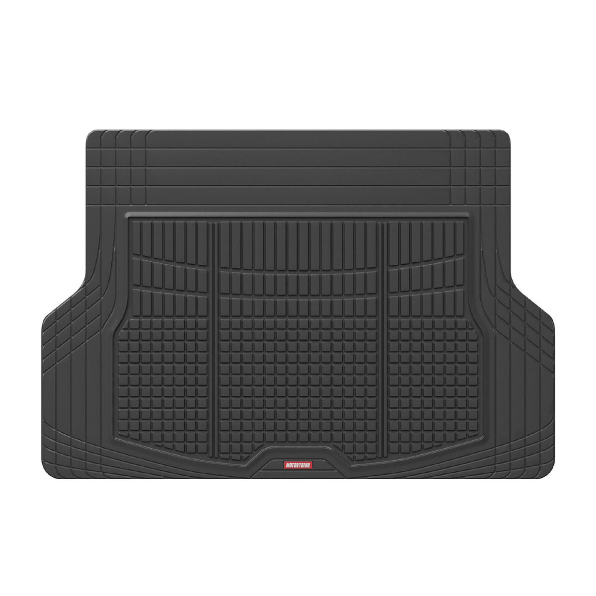 MotorTrend FlexTough Square Groove Trunk/Cargo Liner Mat - Heavy Duty, All Weather, Trim to Fit (54" x 37") - Black
